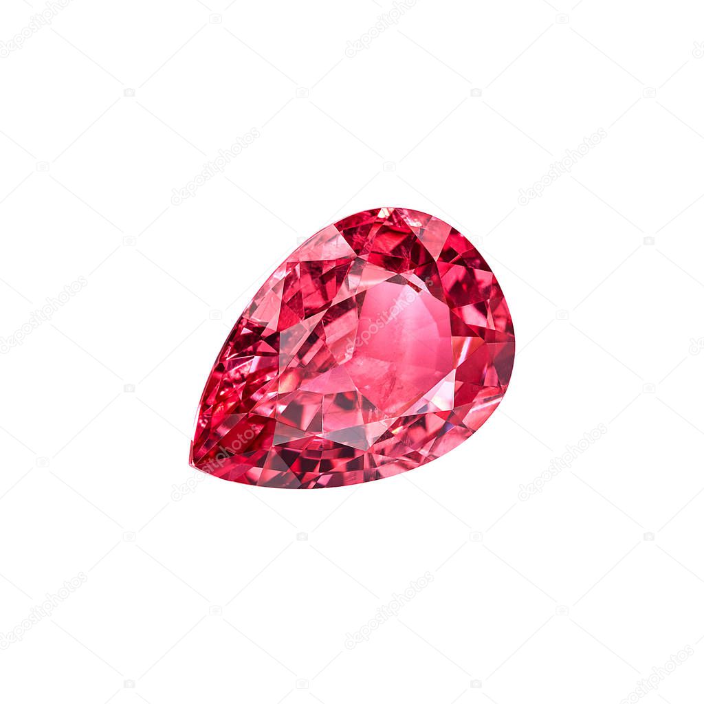 natural red spinel isolated on white background, included clipping path. 