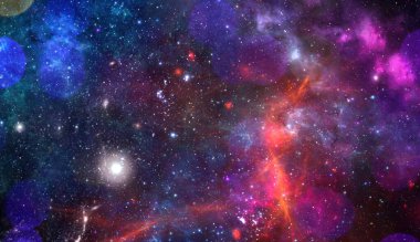 Kara delik, gezegenler ve galaksi, bilim kurgu duvar kağıdı. Derin uzayın güzelliği. Evrende milyarlarca galaksi Kozmik sanat arka planında