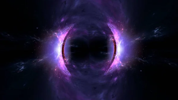 Kara delik, gezegenler ve galaksi. Bilim kurgu duvar kağıdı. Astronomi, evrenin, yıldızların, gezegenlerin ve galaksilerin bilimsel çalışmasıdır.