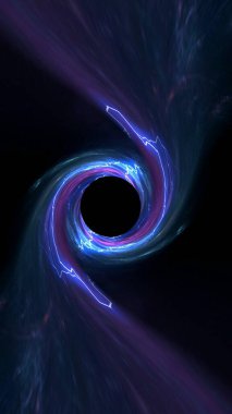 Kara delik, gezegenler ve galaksi, bilim kurgu duvar kağıdı. Derin uzayın güzelliği. Evrende milyarlarca galaksi kozmik sanat arka planı, dikey görüntü akıllı telefon arkaplanı için