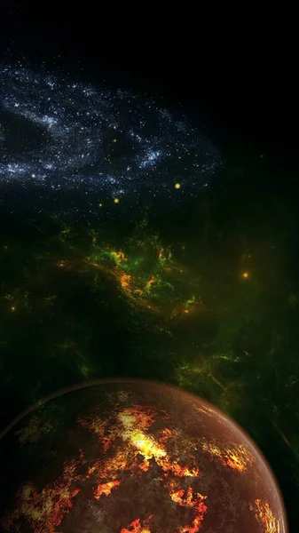 ブラックホール 惑星と銀河 Sf壁紙 深い空間の美しさ 宇宙の銀河の数十億宇宙の芸術背景 垂直画像スマートフォンの背景のための — ストック写真