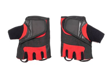 Beyaz arka planda izole edilmiş spor eldivenleri. Üst görünüm.