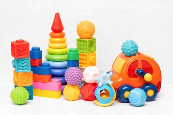 Various Children Toys White Background — Stock Photo, Image