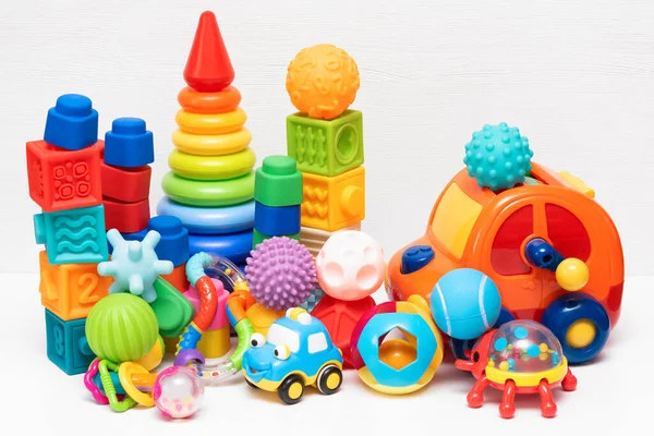 Various Children Toys White Background — Stock Photo, Image