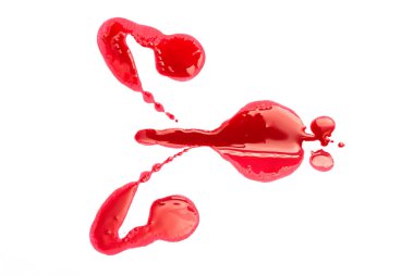 Kırmızı lekeler beyaz arka planda izole edilmiş. Üst görünüm.