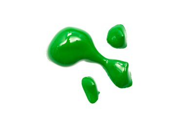 Beyaz arka planda yeşil lekeler var. Üst görünüm.