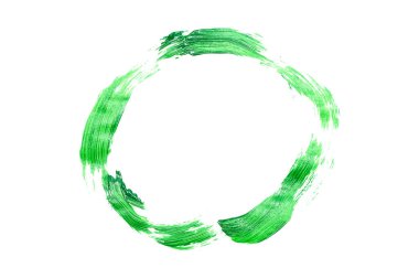 Beyaz arkaplanda yeşil akrilik boya lekesi.