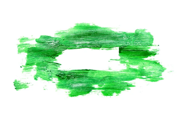 Beyaz Arkaplanda Yeşil Akrilik Boya Lekesi — Stok fotoğraf