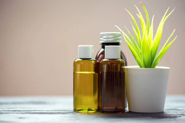 Aromatherapy Oil Bottles Table — Stock Photo, Image