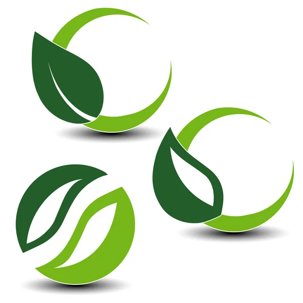 Symboles naturels avec feuilles — Image vectorielle