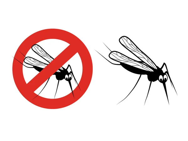 Siluett av mygga och röda cirklar — Stock vektor