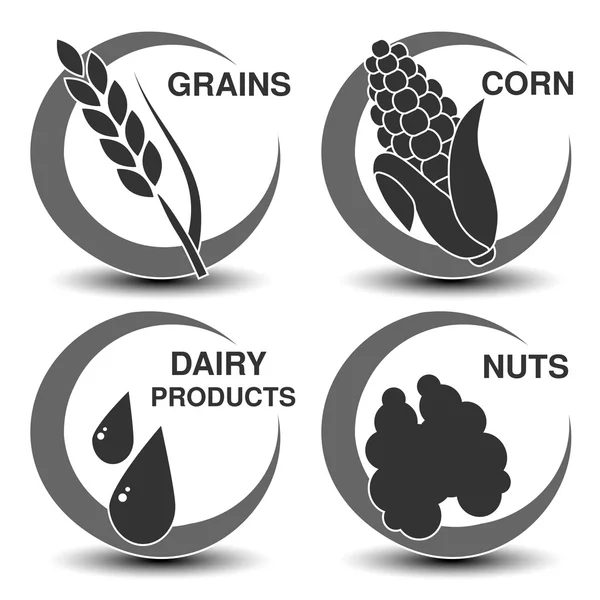 Dunkelgraue Allergen-Symbole — Stockvektor