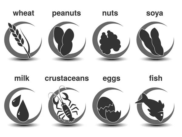 Alérgenos alimentarios comunes — Archivo Imágenes Vectoriales