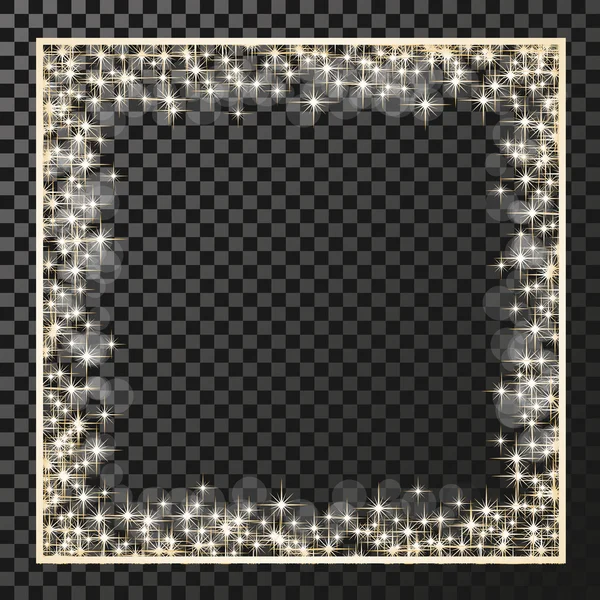 Прямоугольная рамка с золотыми звездами — стоковый вектор