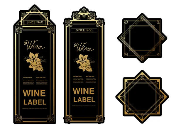 Black golden wine labels — Stock Vector