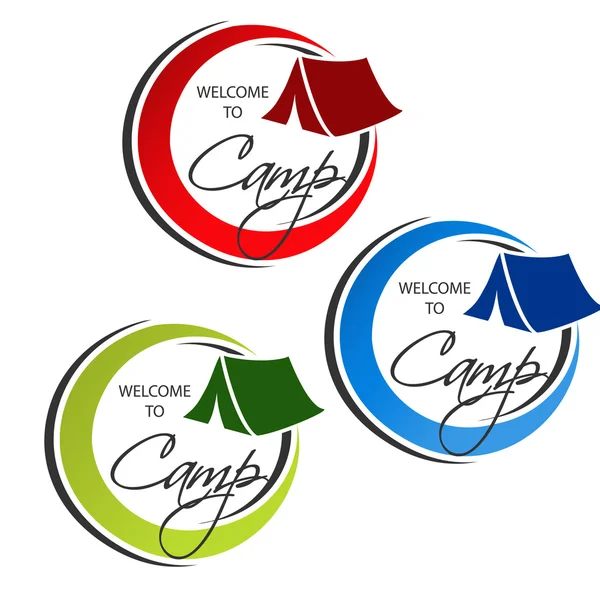 Symboles circulaires des icônes de camping — Image vectorielle