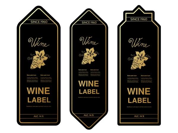 Etiquetas de vinho dourado preto —  Vetores de Stock