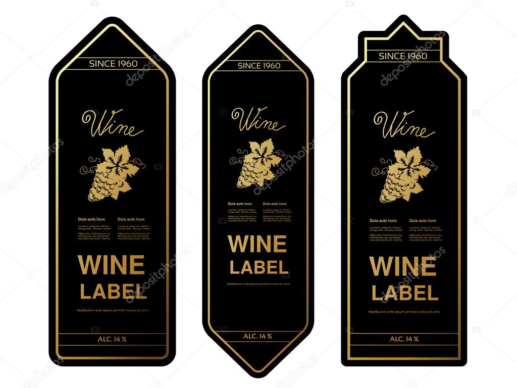 black golden wine labels 