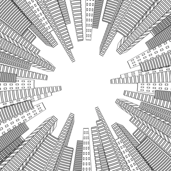 Paysage urbain noir et blanc — Image vectorielle