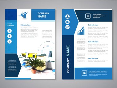 Vektör modern broşür, ev interier arka plan ile soyut el ilanı. Düzen şablonu. Sarı, koyu mavi, siyah ve beyaz renk poster. Dergi kapağı. -illüstrasyon