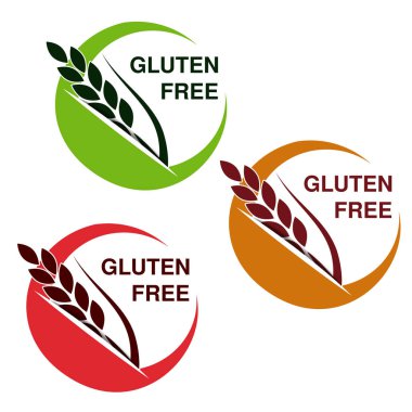 Vektör gluten ücretsiz simgeler beyaz arka plan üzerinde izole. Spikelet ile dairesel sopa. -illüstrasyon