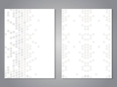 Vektör modern broşür. Dergi kapak tasarımları. El ilanı gri noktalı arka plan ile. Düzen şablonu. Gri ve beyaz renk poster. -illüstrasyon