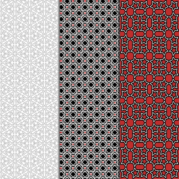 Vecteur Noir Blanc Gris Rouge Fond Motif Sans Couture Tissu — Image vectorielle