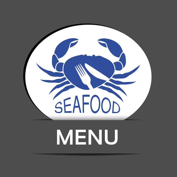 Vector Witte Menu Label Met Krab Silhouet Symbool Van Mes — Stockvector