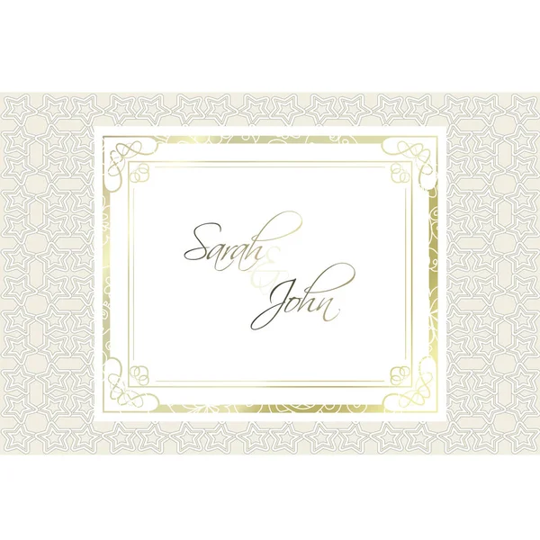 Invitation Mariage Vectoriel Cadre Rectangle Vintage Élément Décoré Pour Design — Image vectorielle