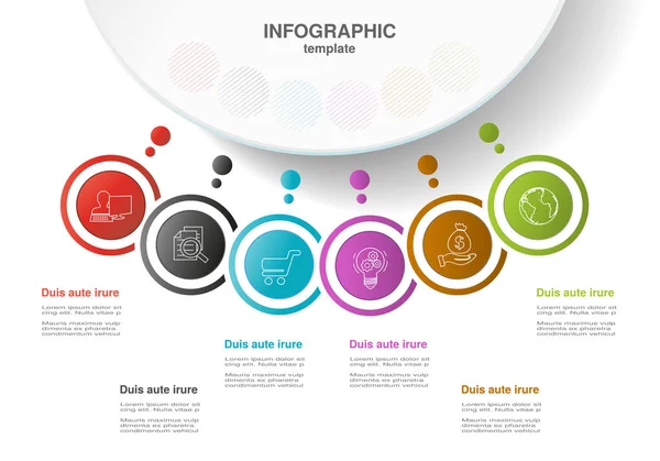 サークルを持つベクター インフォ グラフィック テンプレート オプションのビジネス コンセプトです ワークフローのレイアウト タイムライン インフォ グラフィック — ストックベクタ