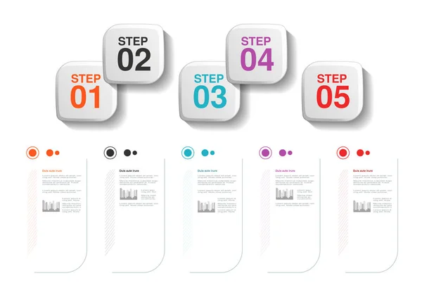 矢量信息五步设计 带有圆形标签的模板 公司布局 背景的业务 — 图库矢量图片