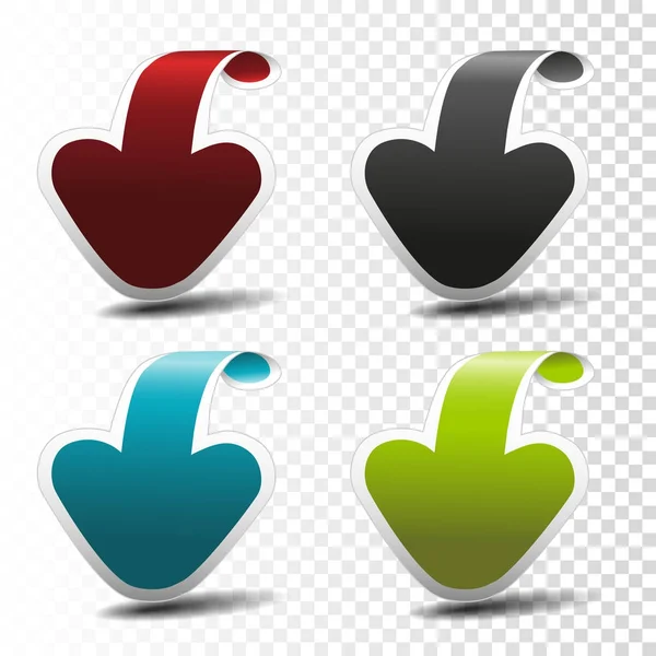 Pointeurs Flèches Vectorielles Noires Bleues Rouges Vertes Sur Fond Transparent — Image vectorielle