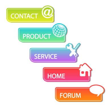 Gezinti çubuğu kümesi. Web sitesi düzeni için menü öğesi etiket. Vektör çizim