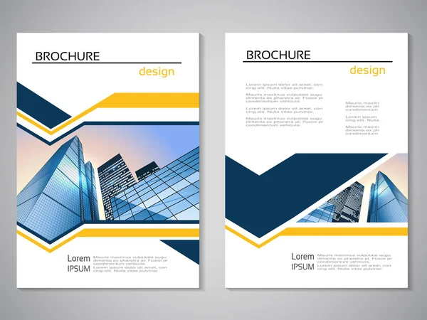 Uppsättning Affischer Med Moderna Byggnader Tidningsomslag Vektorillustration — Stock vektor
