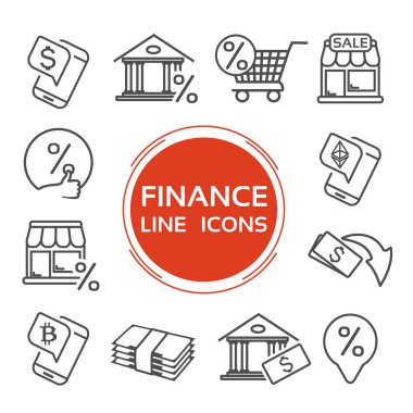 Para birimi dolar, bitcoin, ethereum. Yüzde oranı kredi banka simgesi. Vektör çizim