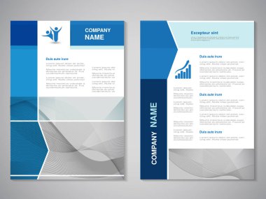 Mavi, gri ve beyaz renk poster. Dergi kapağı. Vektör çizim