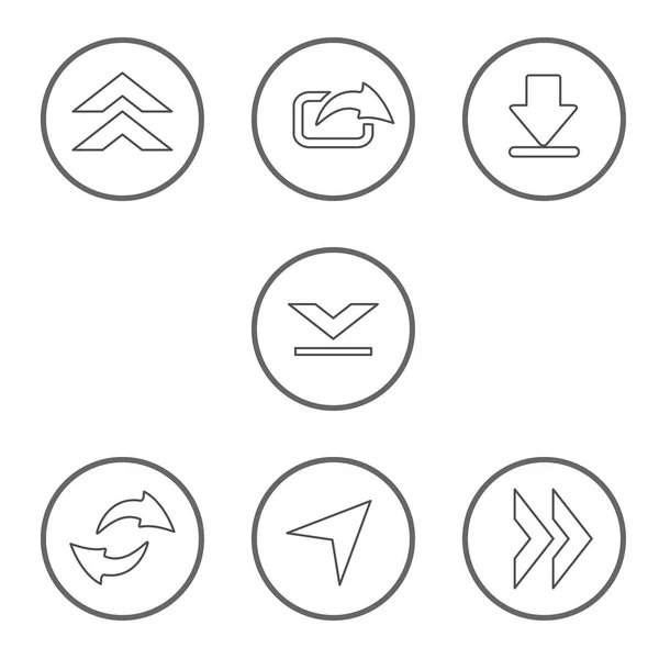 Conjunto Flechas Compartidas Con Botón Círculo Iconos Comunicación Descarga Ilustración — Vector de stock