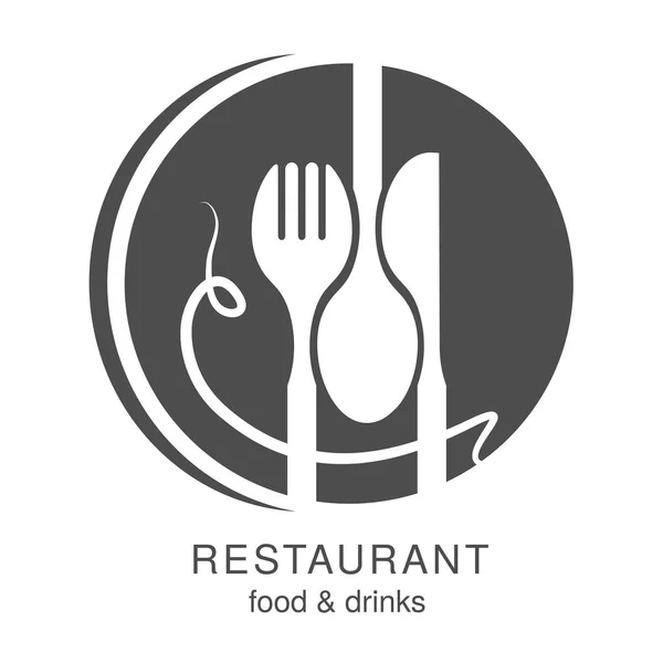 Cuchillo Tenedor Cuchara Con Espaguetis Símbolo Circular Para Menú Restaurante — Vector de stock