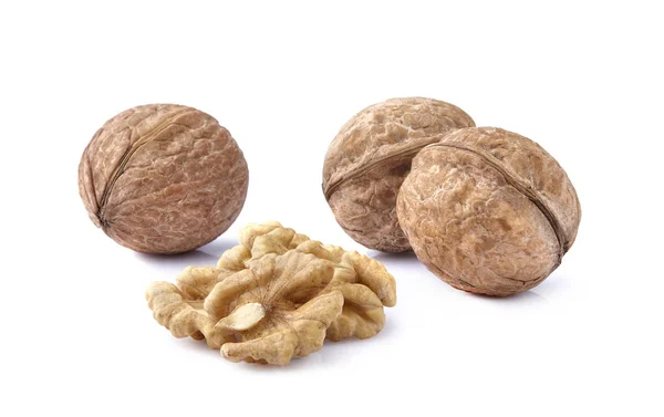 Walnuts in closeup  on white background — Stock Photo, Image