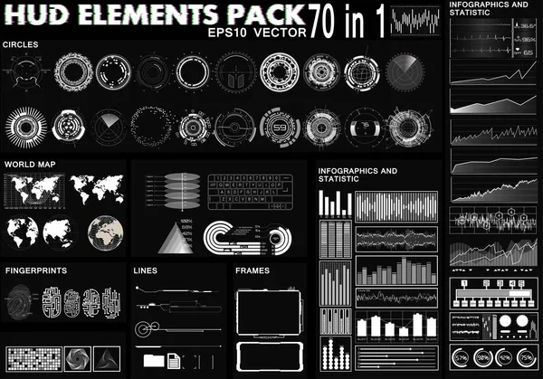 Hud öğeleri paketi. 70 öğeleri Sci Fi. Büyük set UI