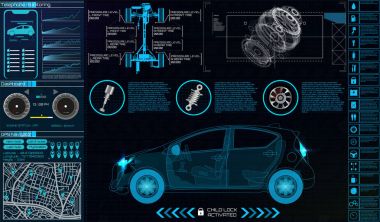 Araba infographics. Hud uygulama için. Sanal