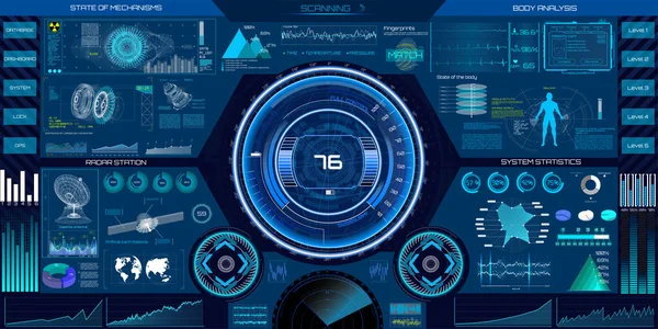 Hud Ui Ux 디자인에 대 한 요소를 추상화 합니다. 공상 과학 — 스톡 벡터