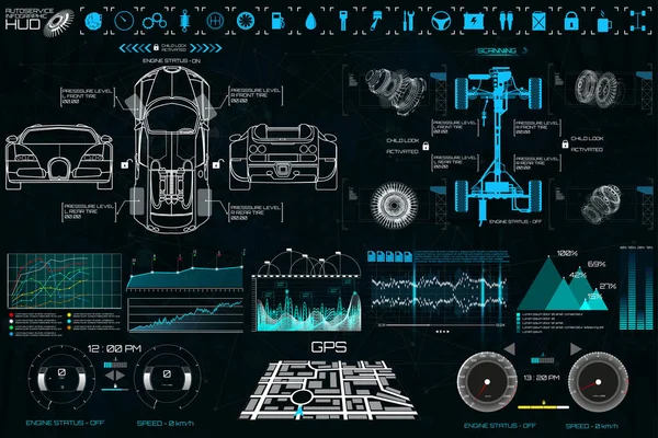 Serviço de carro no estilo de HUD — Vetor de Stock