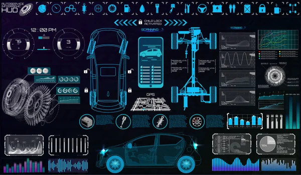 Interface utilisateur futuriste. Service de voiture. style HUD — Image vectorielle