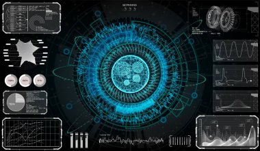 Fütüristik Sci Fi Modern kullanıcı arabirimi kümesi. Hud