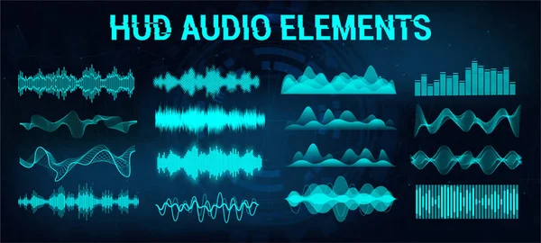 Stel audio equalizer in futuristische stijl Hud — Stockvector