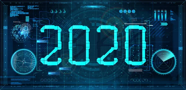 Technology 2020 New Year concept in futuristic style HUD — Stock Vector