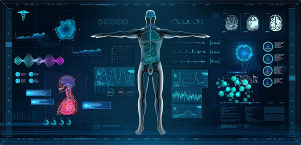 Mrt és test szkennelés Hud stílusú tervezés — Stock Vector