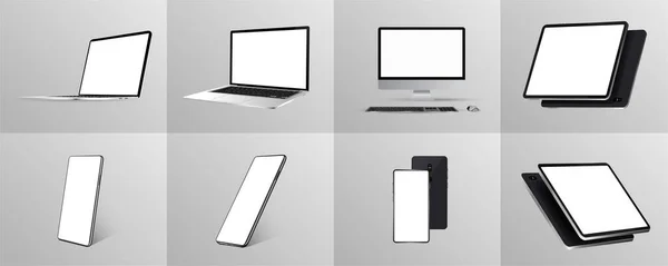 Gran conjunto de gadgets 3D minimalistas. Burlas. — Vector de stock