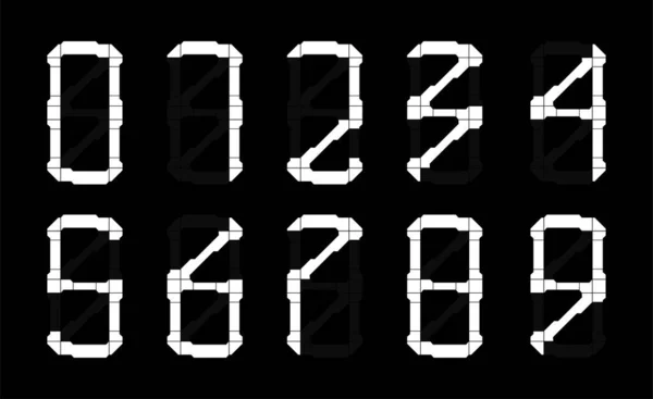Hi-tech numbers from 0 to 9 in HUD style — Stok Vektör